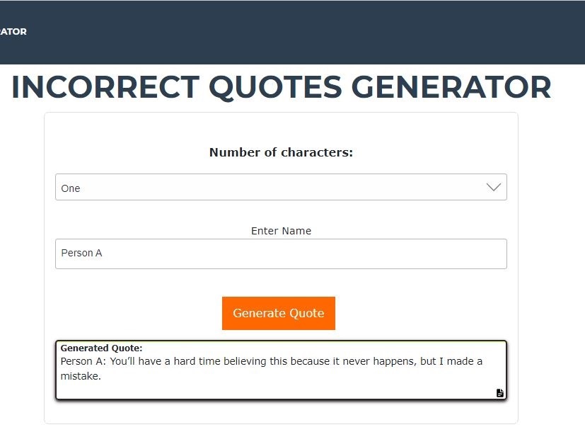 incorrect quotes generator